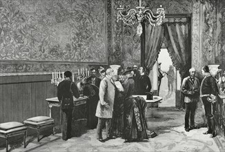 History of Spain. Madrid. Royal Palace. Aspect of the antechamber of the private rooms of the