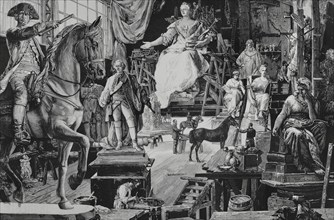 Vienna, Austria. Sculpture workshop of Kaspar von Zumbusch (1830-1915). Statues and reliefs for the