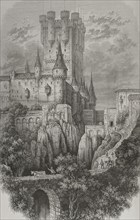 History of Spain. Segovia. The Alcazar. Engraving by Wiesener. ""Los Heroes y las Grandezas de la