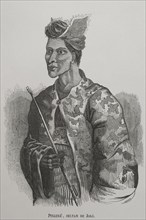 Mohammad Pulalun Kiram (1844-1862). Sultan of Sulu (1844-1862). Portrait. Engraving. ""Los Heroes y