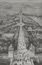 Paris, France. The Champs-elysees. Engraving. ""Los Heroes y las Grandezas de la Tierra"" (The