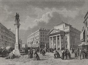 Trieste, Italy. Stock Exchange Square. Drawing by E. Grandsire. Engraving. ""History of the French