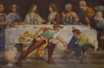 Marco d'Oggiono (ca. 1470-ca. 1549). Italian painter, pupil of Leonardo da Vinci. Marriage Feast at