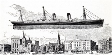 This illustration of the transatlantic ocean liner named RMS 'Oceanic' which went on its maiden