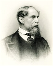 This images shows Charles Dickens at age 56. It is an engraving by J C Armytage and taken from the