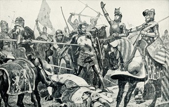 This image shows the capture of King John in Battle of Poitiers by R Catou Woodville. The Battle of