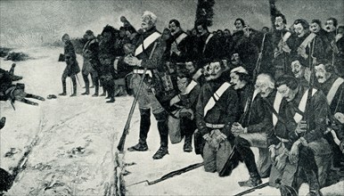 Victoriuous Prussian Grenadiers singing a Te Deum after Battle of Leuthen by A Kampf. The Battle of