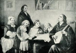 Luther’s Evening at Home. Martin Luther is pictured here at home with his family, singing as he