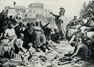 This 1899 illustration shows Pericles addressing the Athenians as depicted by Philipp Foltz (German