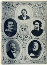 The French authors shown here are: Alexandre Dumas (1802-1870), Honore de Balzac (1799-1850),