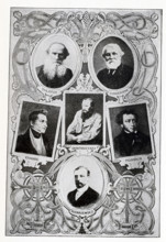 The Russian authors pictured here are, from left to right, top to bottom: Tolstoy (1828-1910),