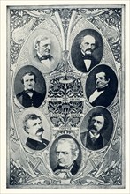 The American authors pictured here are, from left to right, top to bottom: Ralph Waldo Emerson