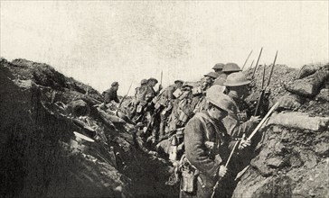 This photo shows Canadian troops who fought in World War I. The caption reads: Ready to go