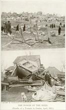 These two photos show the destruction caused by a tornado that struck Omaha, Nebraska, in April