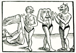 This illustration from Sir John Mandeville shows geographical monsters. Sir John Mandeville is the