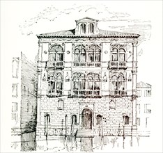 This early 1900s illustration shows Spinelli Palace in Italy. The Palazzo Corner Spinelli is a