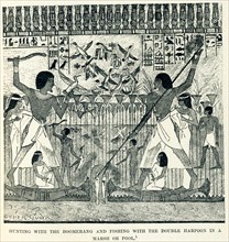 In ancient Egypt; fowling was often done with a type of boomerang as seen here. Fishing was done