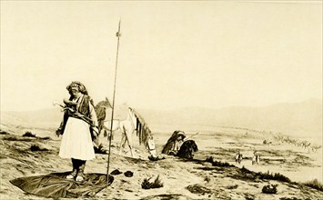 This 1903 illustration shows prayer in the desert and is based on a painting by Gerome. Jean-Léon