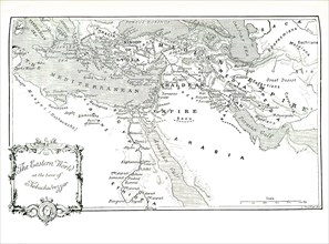 This 1903 illustration shows a map of the eastern world in the time of Nebuchadrezzar.