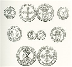 The coins and medals shown here were minted during the siege of Paris of 1590. The figure is