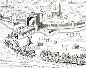 Pictured in this 1597 illustration is the surprise attack on Amiens in France by the Spanish on