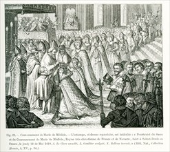 The caption for this engraving translates from French: Coronation of Marie de Medicis. The print,