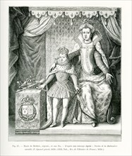 The caption for this engraving reads: Marie de Medicis, the regent and her son, Louis XIII of