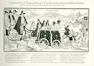 The illustration shows the bringing of the remains of the assassinated Henri III to Poissy, in