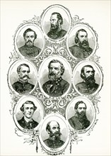 Pictured here are portraits of prominent Confederate generals of the Us Civil War. They are, from