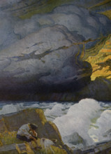 The caption for this image by NC Wyeth that accompanies the tale of Robinson Crusoe by Daniel Defoe