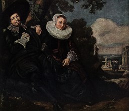 This painting of Franz Hals and his wife was done by Franz Hals (1580?-1666), a member of thr