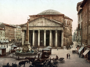 Pantheon Fountain On The Piazza Della Rotonda