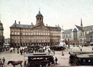 Dam Square With The Royal Palace (Left) And The Nieuwe Kerk (Right)