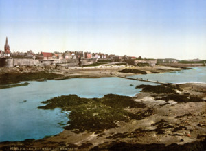 The city walls of Grand-Bey, Brittany, France, Historical, digitally restored reproduction from an