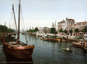 The port of Leuve, Netherlands, around 1895, historical, digitally restored reproduction from an