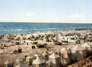 The Beach, circa 1895, Historical, digitally restored reproduction from an original from the 19th