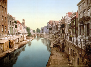 The Oude Gracht Viebrug, around 1895, Historical, digitally restored reproduction from an original