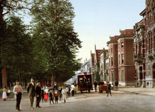 Train station, around 1895, historical, digitally restored reproduction from an original from the