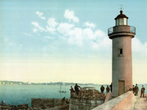 Lighthouse, Cannes on the Côte d'Azur, France, around 1895, Historical, digitally restored