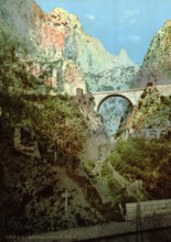 Bridge, Menton on the Riviera, France, around 1895, Historical, digitally restored reproduction