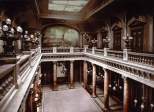 Casino entrance, atrium, circa 1895, historical, digitally restored reproduction from a 19th