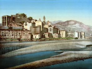 General view of the city, Riviera. Italy, around 1895, historical, digitally restored reproduction