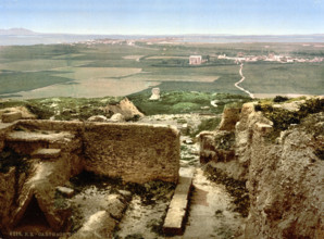 Tombs and view of Goletta, Carthage, Tunisia, circa 1895, Historical, digitally restored