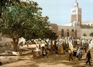 Market in the Kasbah, Tunisia, around 1895, Historical, digitally restored reproduction from an