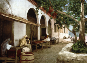 Moorish Cafe, Tunisia, around 1895, Historical, digitally restored reproduction from an original