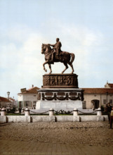 Monument to Prince Michael, Belgrade, Serbia, circa 1895, Historical, digitally restored