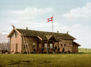 Tourist hut on Spitsbergen, Norway, around 1895, Historical, digitally restored reproduction from