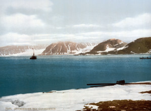 The Bay of Danes, Spitsbergen, Norway, circa 1895, Historical, digitally restored reproduction from