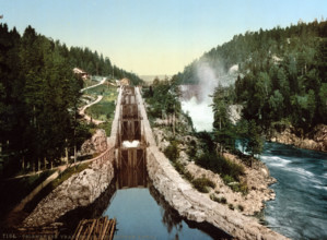 Vrangfoss lock on the Bandak-Nordsjo Canal, today known as the Telemark Canal, Telemark Canal,