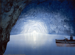 Blue Grotto, Island of Capri, Italy, circa 1895, Historical, digitally restored reproduction from